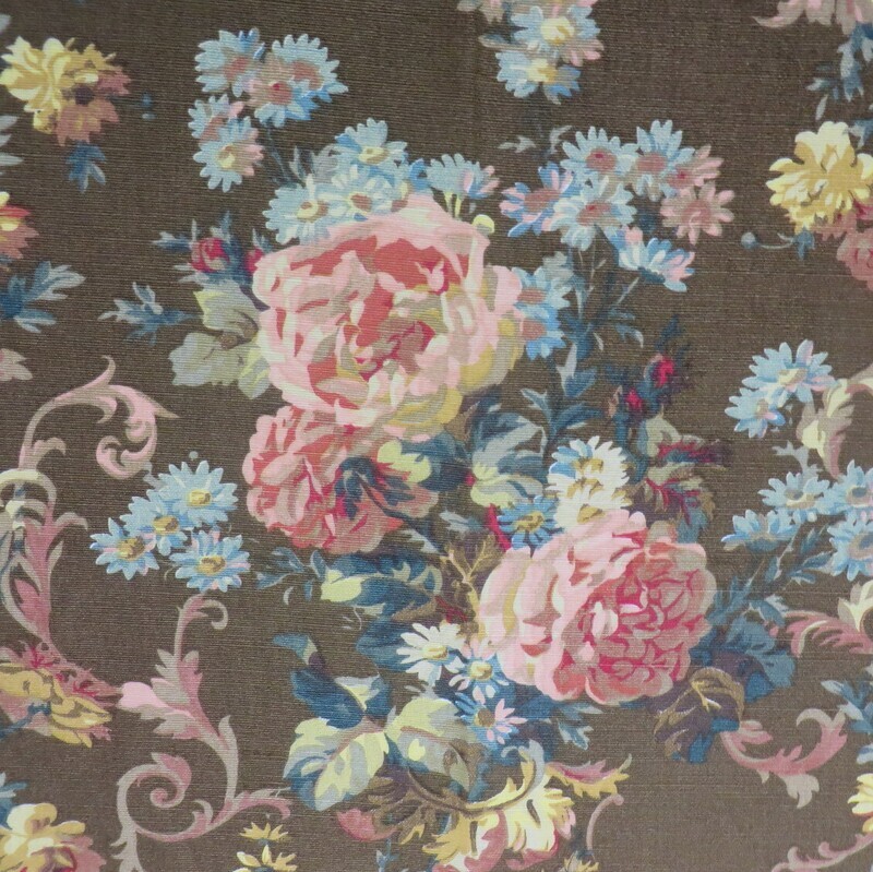 3 1/8 yards Ralph Lauren 100% Cotton Multi on Mocha Floral Print Fabric