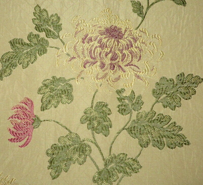 2 3/8 yds Pretty Embroidered Chrysanthemums Daisies Italian Upholstery Fabric