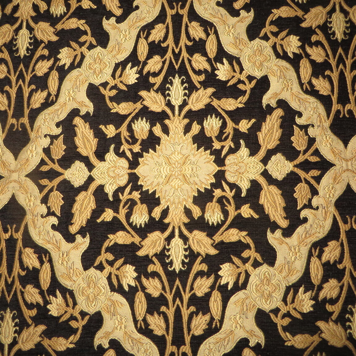 6 yds Scalamandré Heavy Gold on Black Gold Chenille Upholstery Fabric