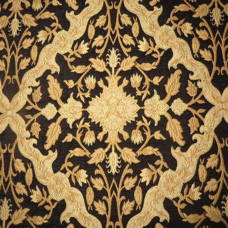 6 yds Scalamandré Heavy Gold on Black Gold Chenille Upholstery Fabric