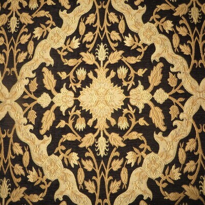 6 yds Scalamandré Heavy Gold on Black Gold Chenille Upholstery Fabric