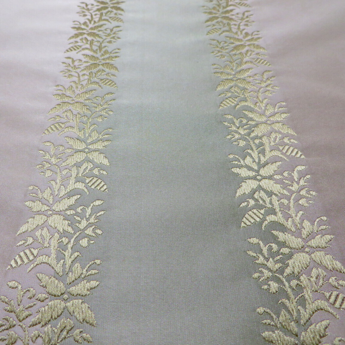 14 yds Beacon Hill Embroidered Green &amp; Beige 100% Silk Taffeta Drapery Fabric