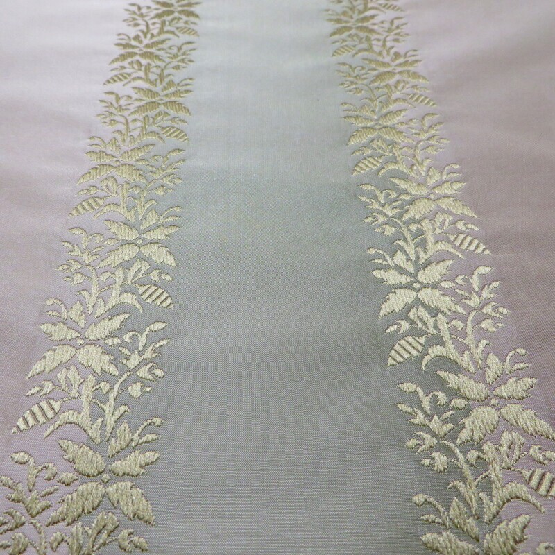 14 yds Beacon Hill Embroidered Green &amp; Beige 100% Silk Taffeta Drapery Fabric