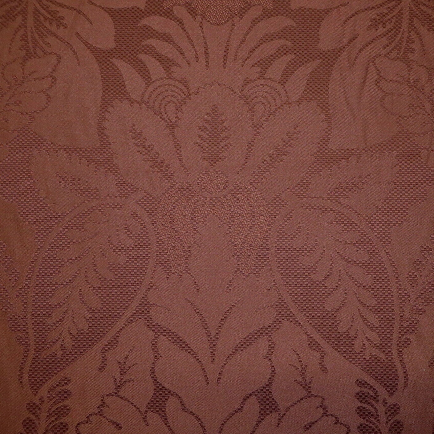 7 3/8 yards Rich Dark Red Distinctively Woven Damask Decorator Fabric
