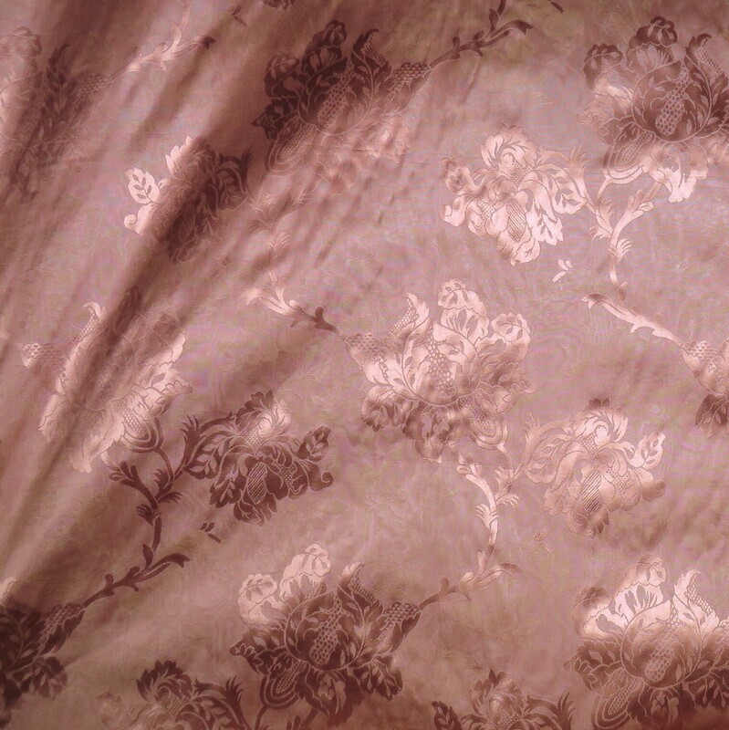 11 yards Shimmery Duotone Pink Floral Damask Fabric with Moire Background