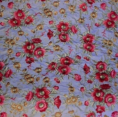 2.875 yds Extravagant Embroidered Floral 100% Silk Multipurpose Fabric