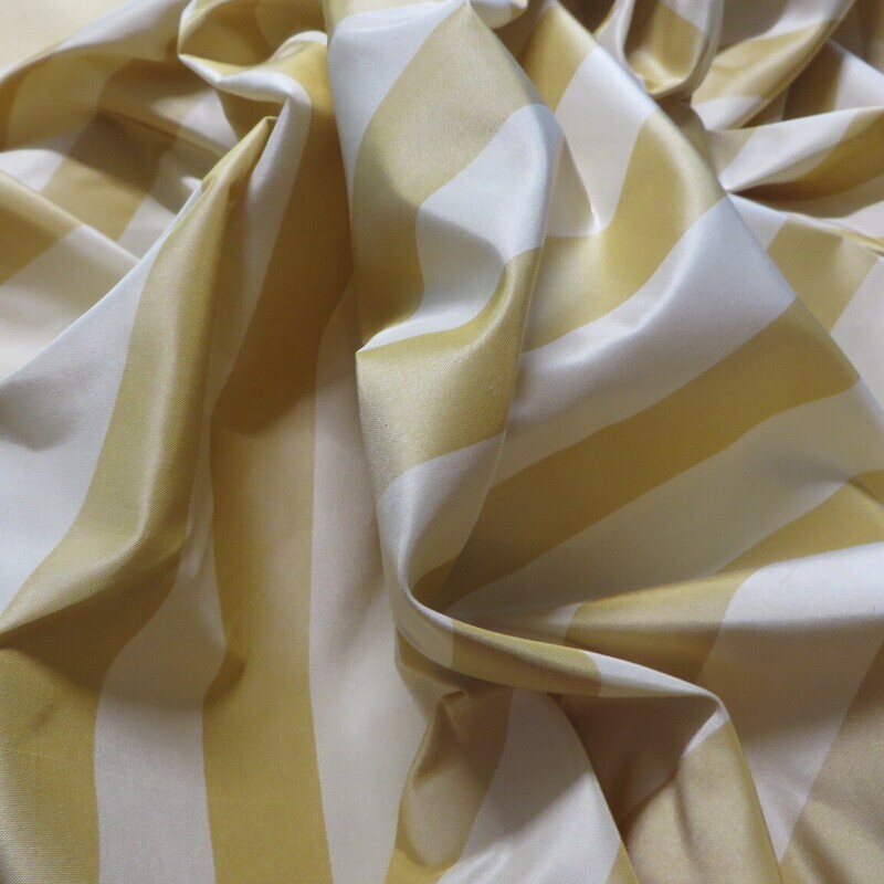 15 5/8 yards Classic Brunschwig Gold &amp; Cream Striped 100% Silk Drapery Fabric