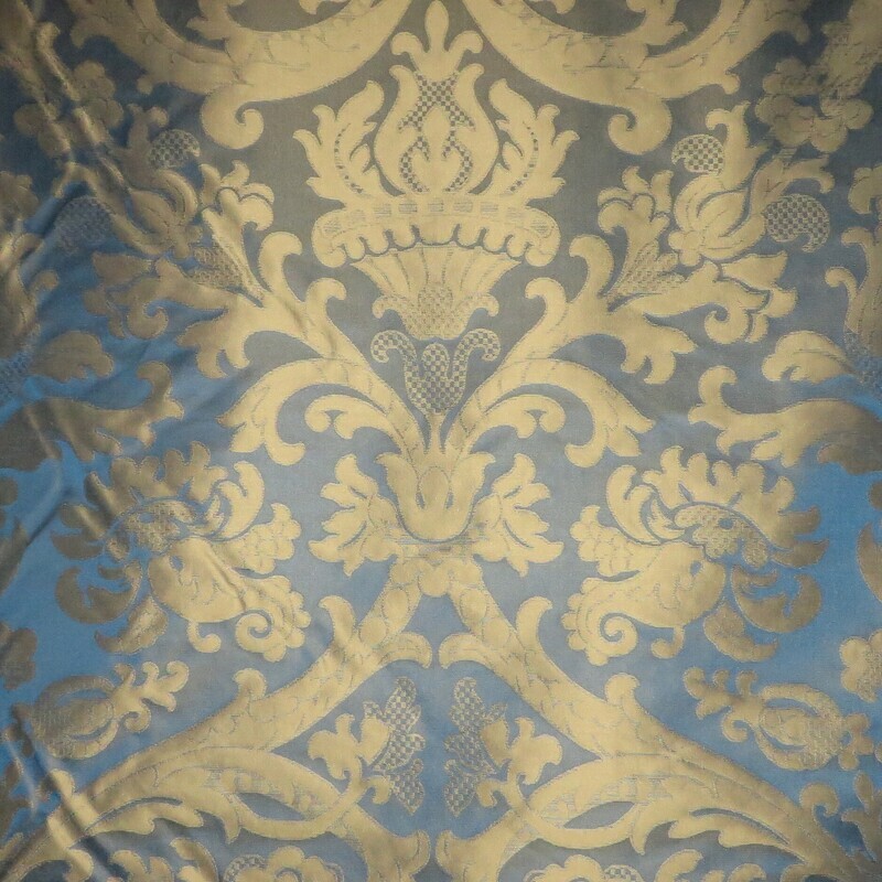 14 5/8 yards Rich French Irridescent Teal Blue Damask Decorating Fabric