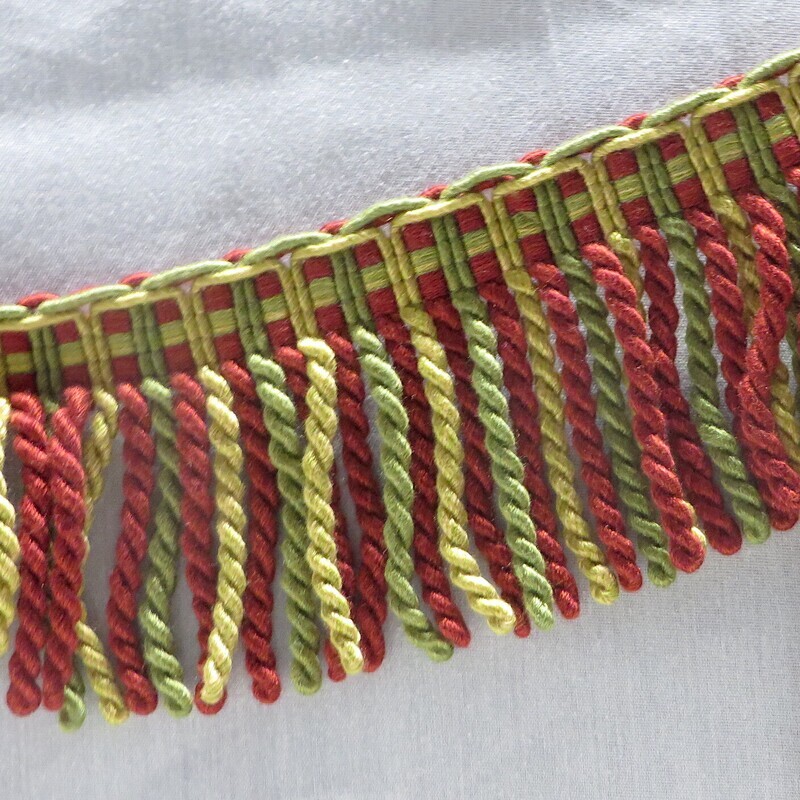 4 yards 3.5&quot; Tricolor Dark Red Green &amp; Gold Bullion Fringe