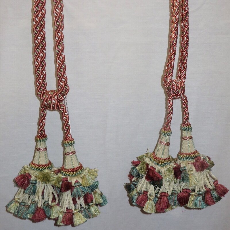 Pair of Spectacular Double Tasseled  Scalamandre Tassel Tiebacks