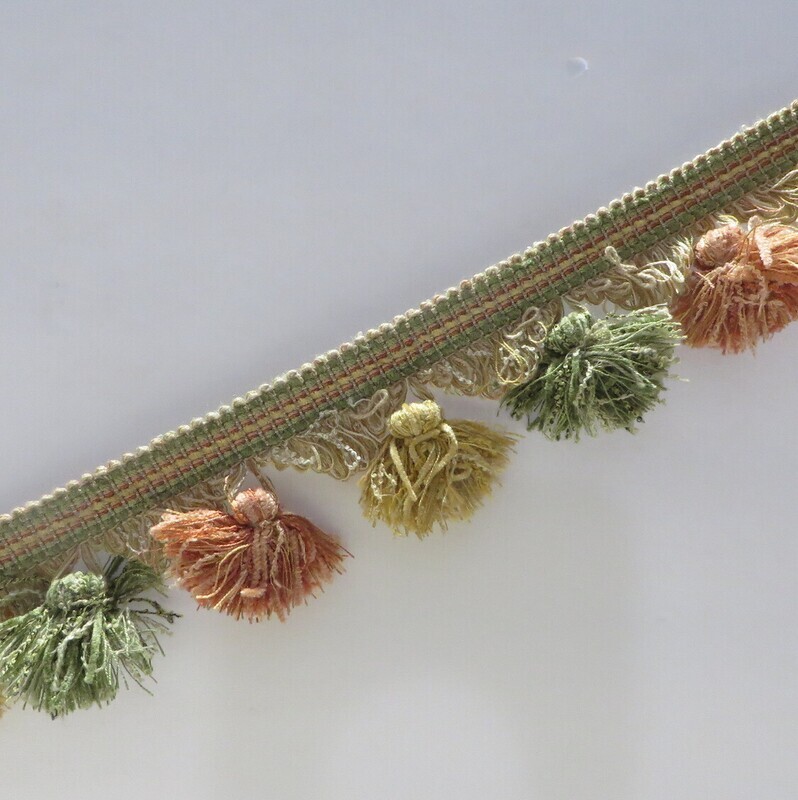 1.5 yds Hand Tied Looped Scallop Tassel Fringe with Chenille Accents