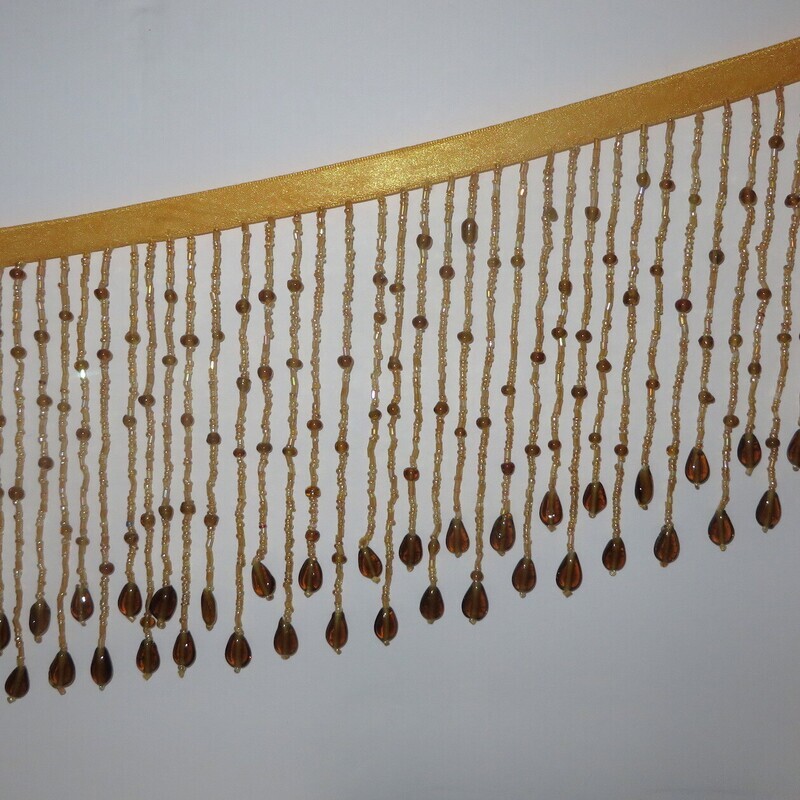 2 yds 6&quot; Long New Vintage Glass Hand-Beaded Fringe