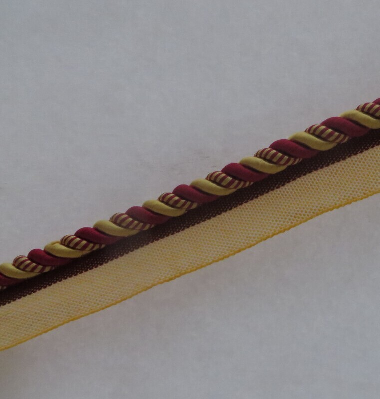 15.5 yds Burgundy &amp; Gold Stripe Brunschwig Lipcord