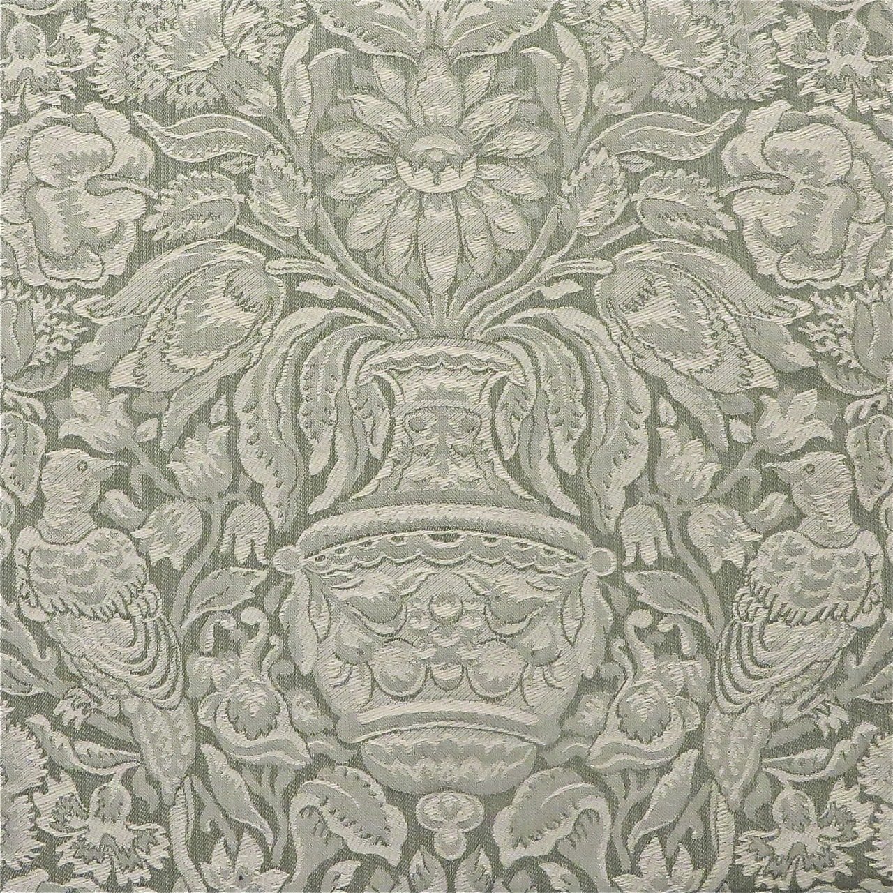 9 yds Elaborate Woven Sage Victorian Floral Birds Jacquard Upholstery Fabric