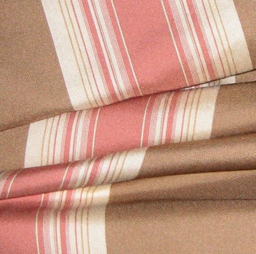 GORGEOUS Old Rose and Taupe Stripe Durable Upholstery Fabric