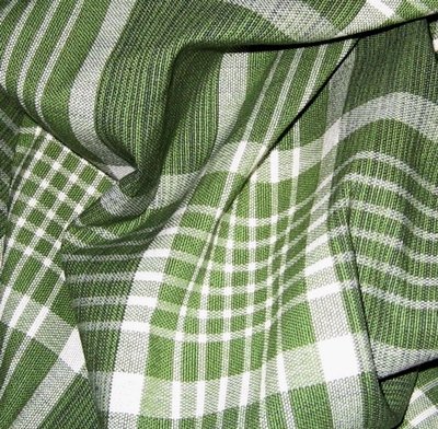 Interior Decorator Designer Green Plaid Reversible Drapery Upholstery Fabric