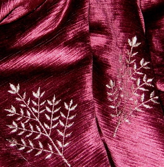 12 yards Sumptuous Embroidered Burgundy Velvet Drapery Upholstery Fabric