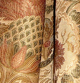 4 7/8 yds Elegant Champagne Victorian Thistle Floral Heavy Satin Brocade Upholstery Drapery Fabric