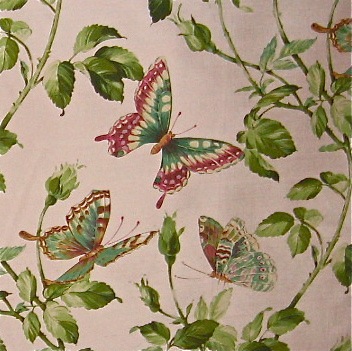 Robert Allen Blush Floral Butterfly 100% Silk Hand Printed Drapery Fabric