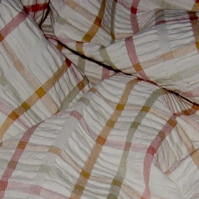 9 yds Pretty Pastel Puckered Plaid 100% Cotton Textured Drapery Fabric