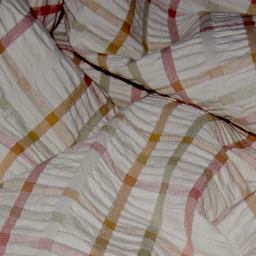 9 yds Pretty Pastel Puckered Plaid 100% Cotton Textured Drapery Fabric