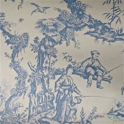 18 Roll Lot Lee Jofa Asian Chinoiserie Blue Toile Wallpaper $5,580.00 MSRP