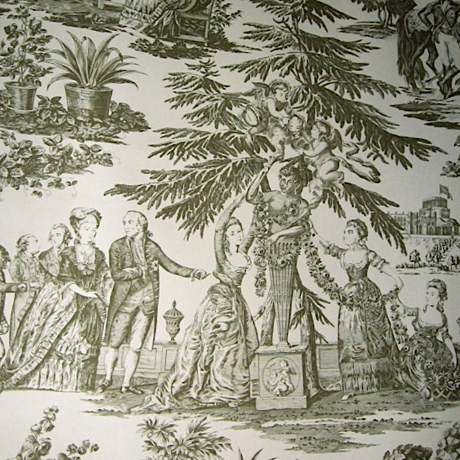 Lee Jofa Historic 18th Century Repro Olive &amp; Cream Toile Wallpaper - Triples
