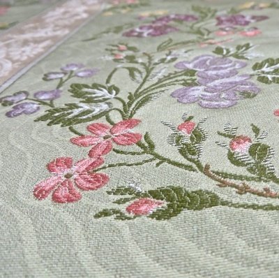 8.25 yds Ritz Paris Italian Intricately Woven Floral Stripe Home Decor Fabric
