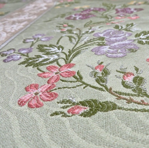 3 yds Ritz Paris Italian Woven Floral Stripe Upholstery Drapery Fabric