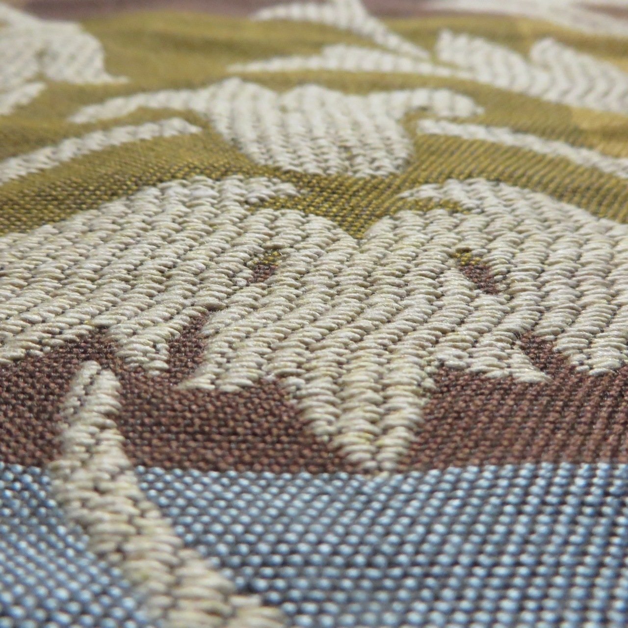 Robert Allen Blue Taupe Jacquard Textured Damask Stripe Upholstery Fabric