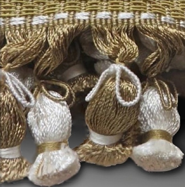 9.5 yds Fancy Thick Tied Onion Tassel Fringe Trim Neutral Colors