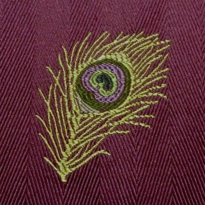 Peacock Feather Embroidered Herringbone Weave Upholstery Drapery Fabric