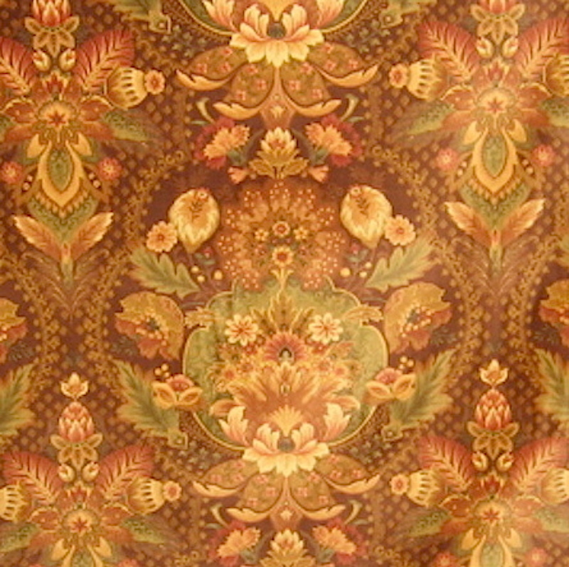Posh Victorian Floral Printed Brushed Cotton Velveteen Fabric