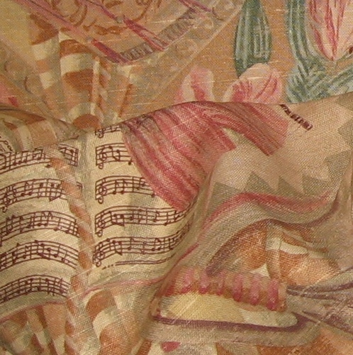 Music Theme Amadeus Heavy 100% Linen Handprinted Designer Fabric