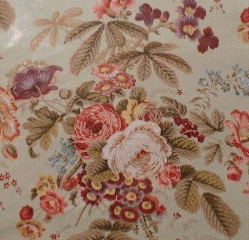 6 7/8 yds Greef Schumacher Southerland Aqua Multi Floral Chintz Print Fabric