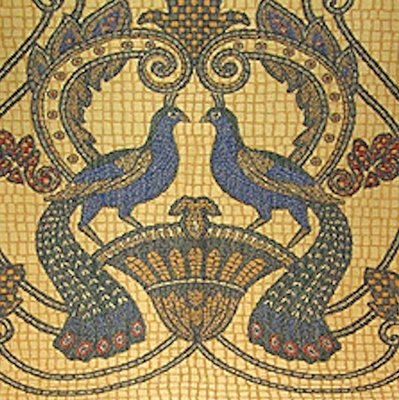 Brocade Embroidered Peacocks Chair Panel  Upholstery Fabric