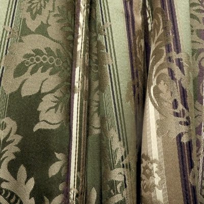 3.6 yds Henredon Traditional Olive Damask Stripe Drapery / Upholstery Fabric