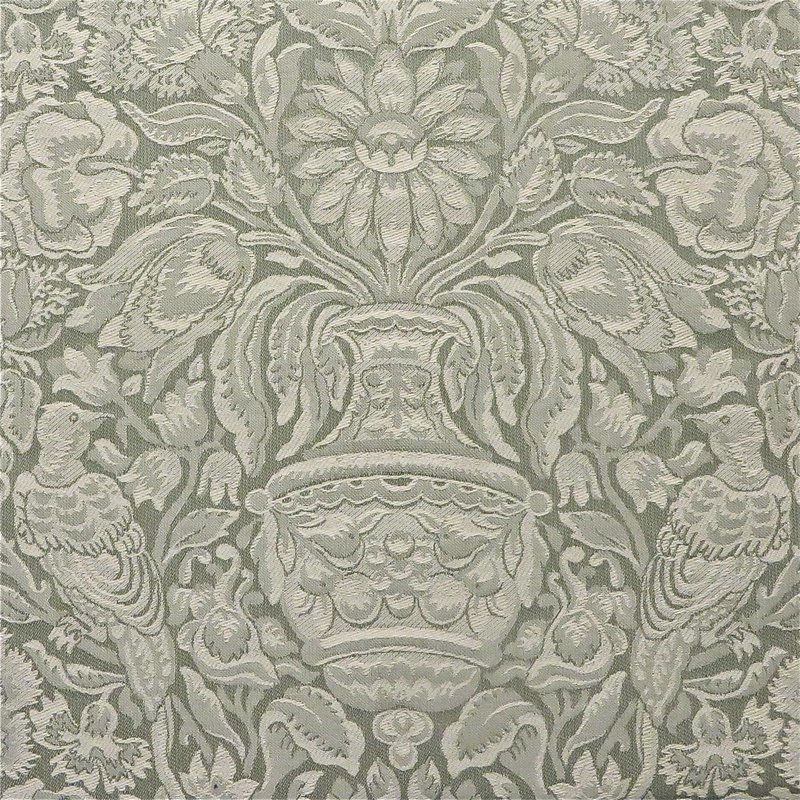 9 yds Elaborate Woven Sage Victorian Floral Birds Jacquard Upholstery Fabric
