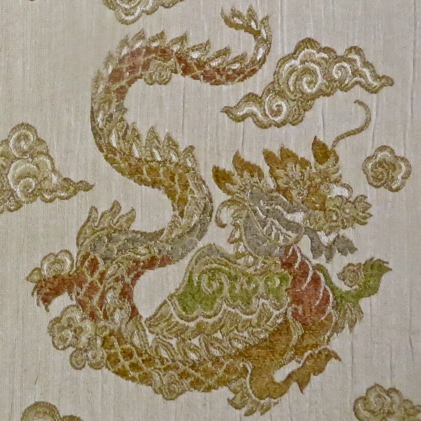 4 Yards Kravet Chenille Dragon Embroidered Pocket Weave Designer Upholstery Fabric