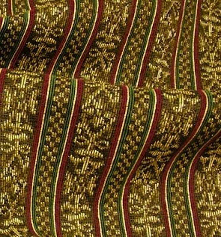 6.75 yds Rich Deep Tones Heavy Duty Decorative Stripe Tapestry Upholstery Fabric