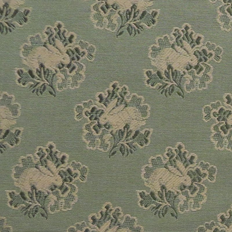 6 7/8 yds Adorable RARE Brunschwig Green Bunny Lampas Embroidery Style Fabric