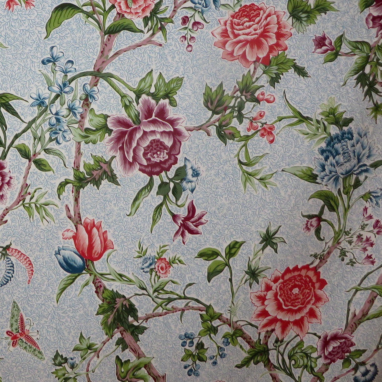 5.75 yds Brunschwig &amp; Fils &quot;Kalamkari&quot; Floral Cotton Print Fabric from France