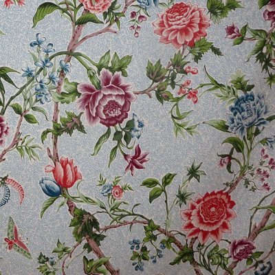 5.75 yds Brunschwig &amp; Fils &quot;Kalamkari&quot; Floral Cotton Print Fabric from France
