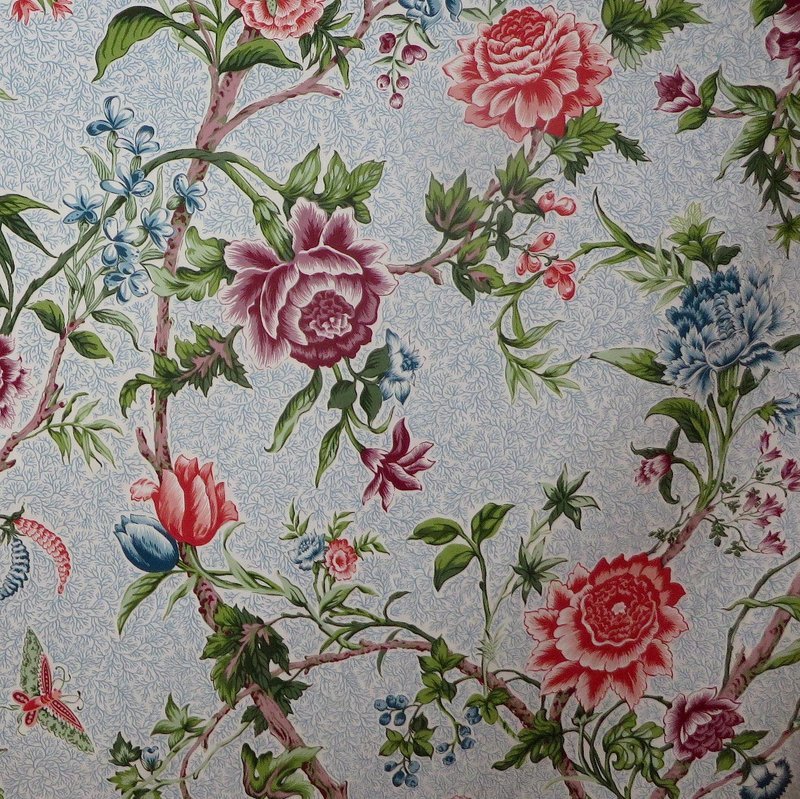 5.75 yds Brunschwig &amp; Fils &quot;Kalamkari&quot; Floral Cotton Print Fabric from France