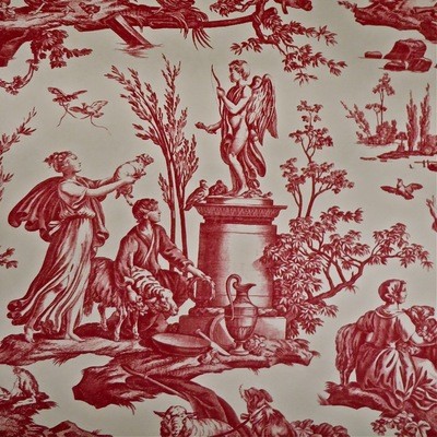 12 Lee Jofa &quot;L&#39;offrande a l&#39;Amour&quot; Neoclassical Red Toile Wallpaper