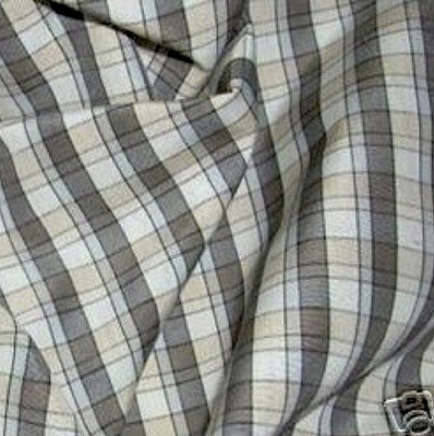 14 yards Silky 100% Cotton Neutral Slate Toned Plaid Taffeta Drapery Fabric