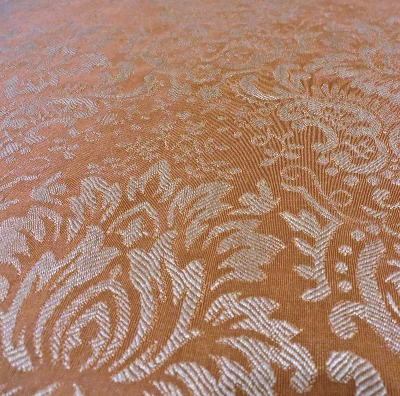 Best Buy! Pretty Peachy Clay Color Durable Designer Italian Damask Upholstery Fabric By The Yard