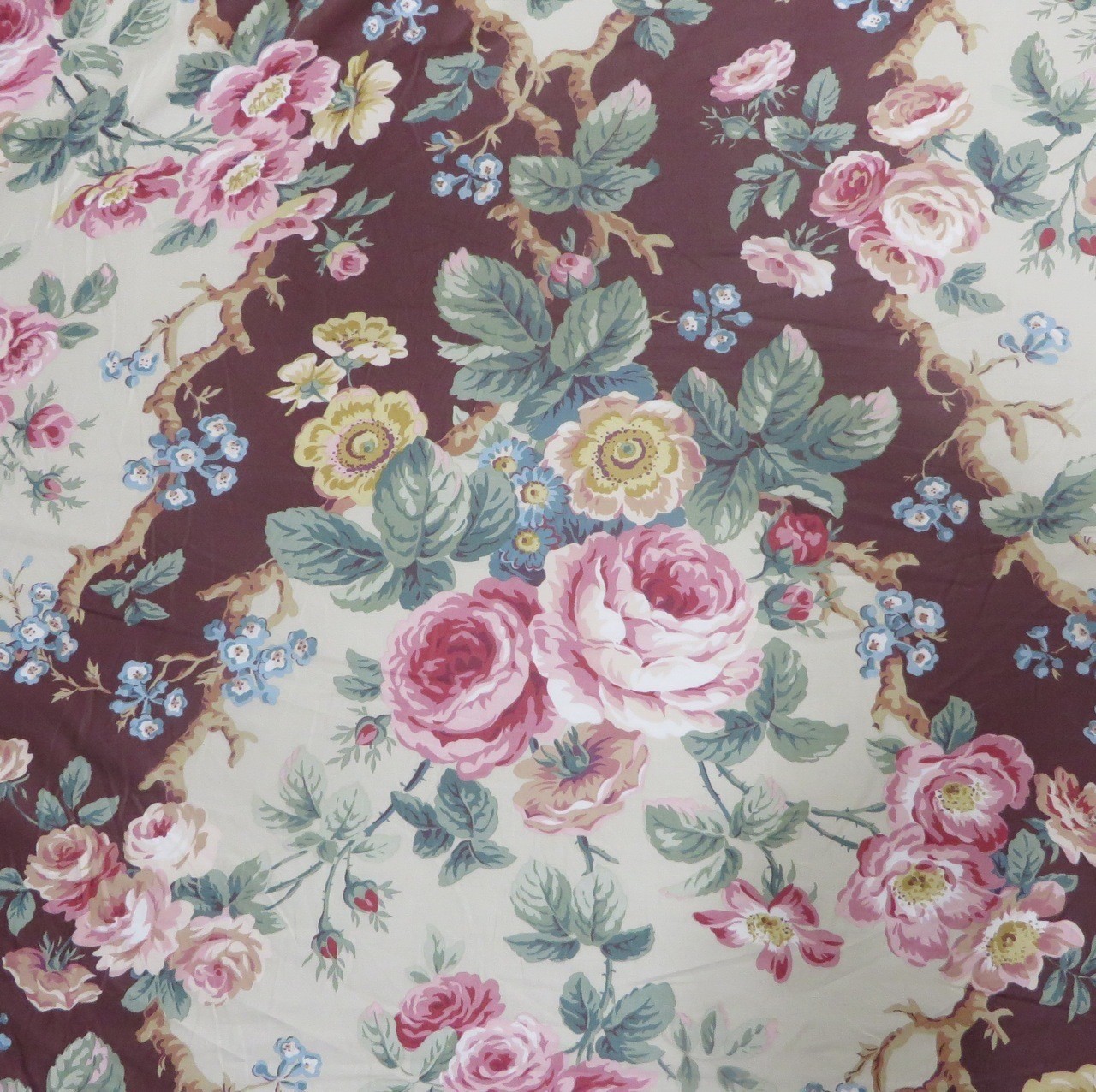 Swatch: Brunschwig Chateau de Grancey French Glazed Cotton Floral Chintz