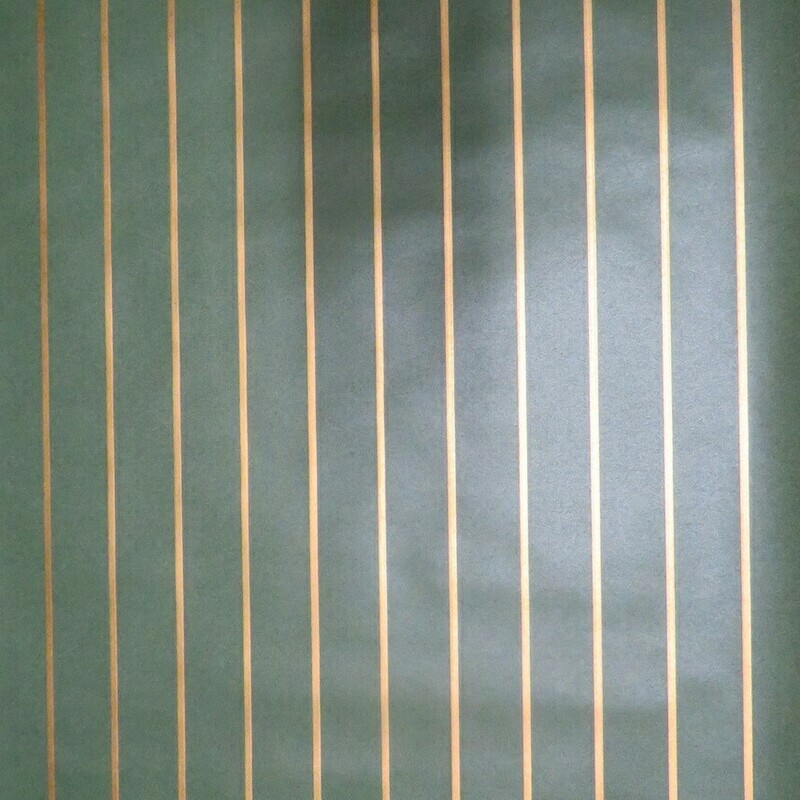 3 Triple Roll Bolts Sophisticated Clarence House Wallpaper in Dark Hunter Green w/Metallic Gold Stripe