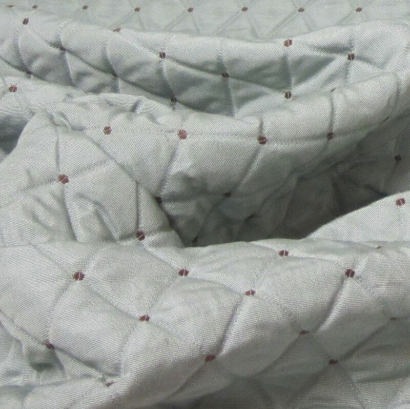 3.75 yds Luxurious Diamond Quilted Seafoam/Aqua Fabric w/ Embroidered Accents